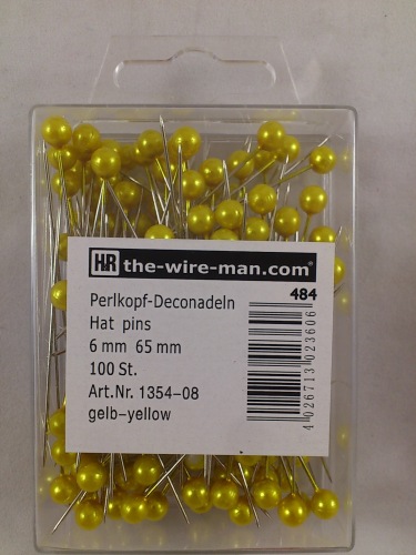 Farbigen Pins 6 mm 100 st.  gelb